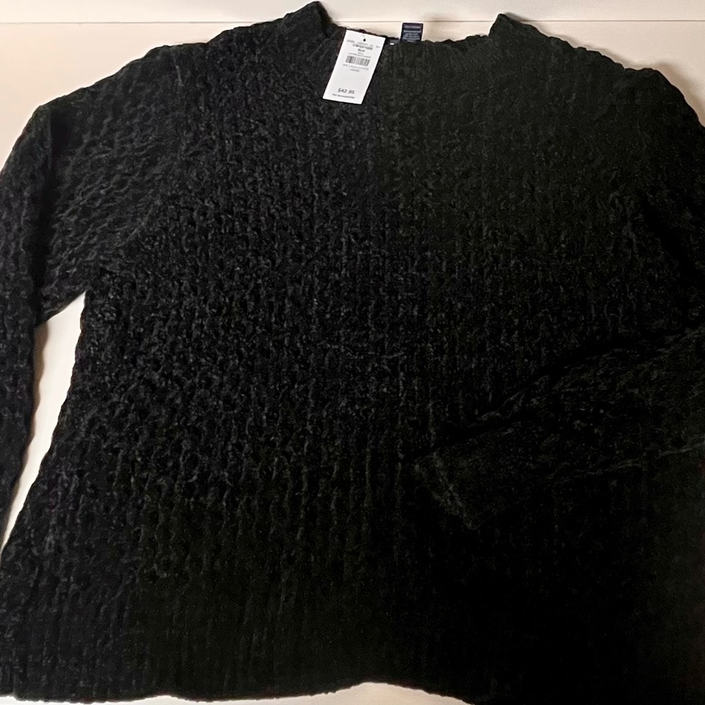 Buckle Black Textured Crew Neck Sweater